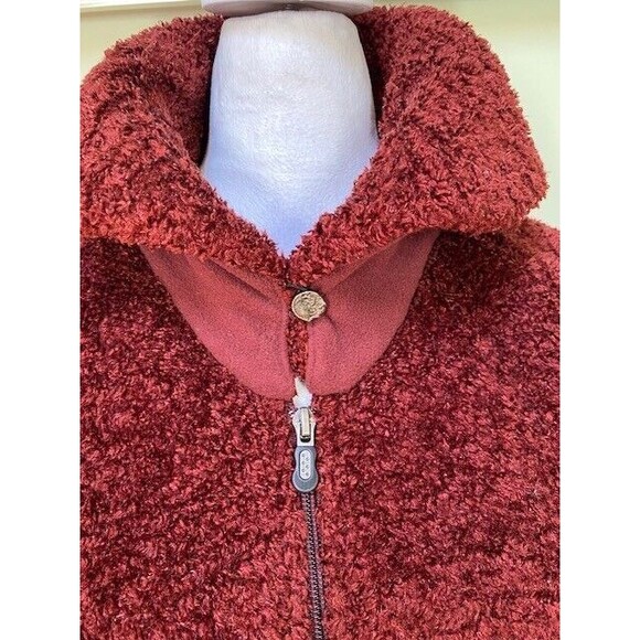 Patagonia Curly-Q Fuzzy Fleece Synchilla Maroon Full Zip Teddy Jacket Size M - Picture 3 of 9